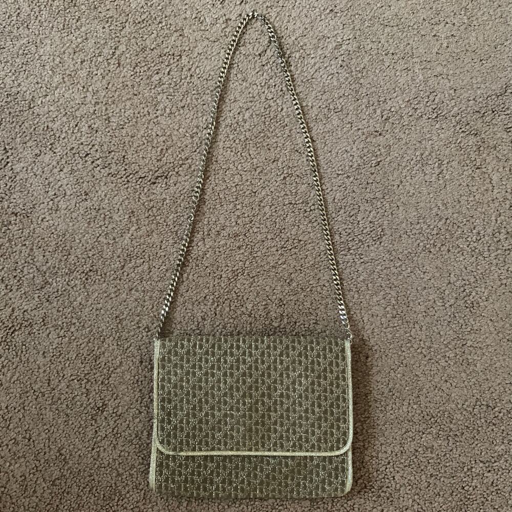 D1006 Christian Dior trotter oblique light gold and champagne color evening bag